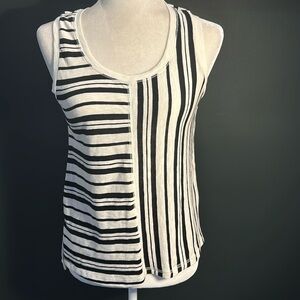 NWT- SUSINA Ivory Black Donna Stripe Tank Top. Size XS